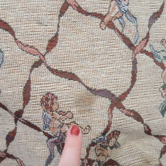 Vintage 90s tan cherub print tapestry tote bag purse - Picture 6 of 7